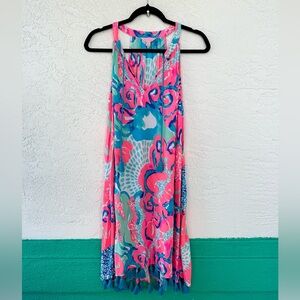 Lilly Pulitzer Roxi In Coral Reef I'm So Jelly Pink Blue Small MIDI Dress